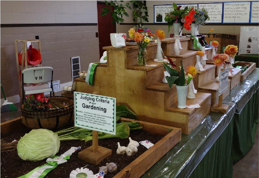 produce and flower exhibits